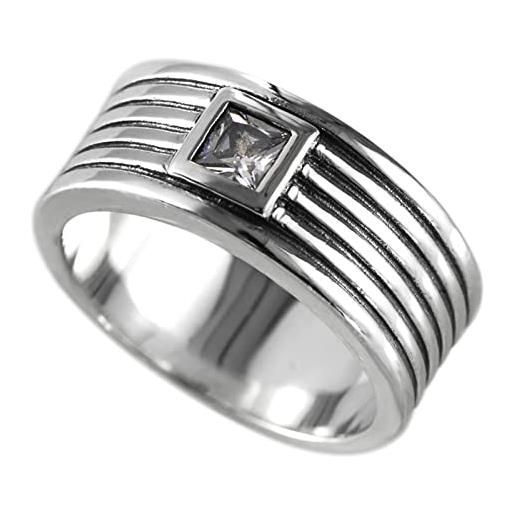 Mesnt anelli argento 925, anello in 925 per uomini donne anello con zircone quadrato argento, misura 22