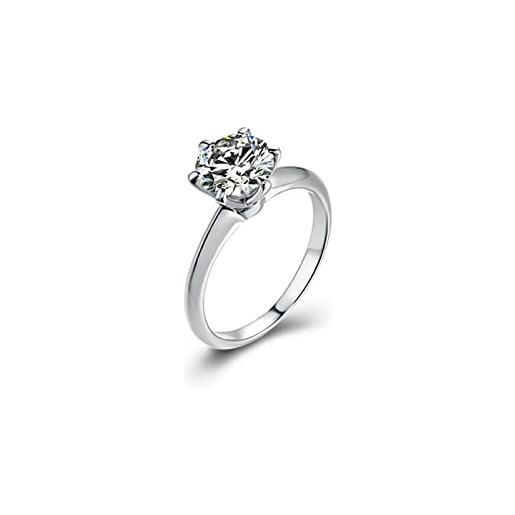 Bishilin anello donna promessa oro bianco 18k, anello a fascia donna 1ct rotonda moissanite, argento 9