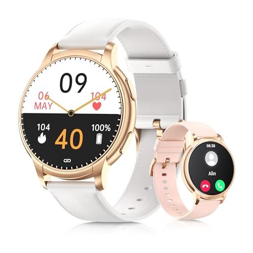 TIFOZEN smartwatch donna con chiamate, 1,52 hd ip67 impermeabile fitness orologio, 110+ modalità sport, 24h frequenza cardiaca/spo2/sonno monitor, notifiche messaggi, per android ios, oro rosa