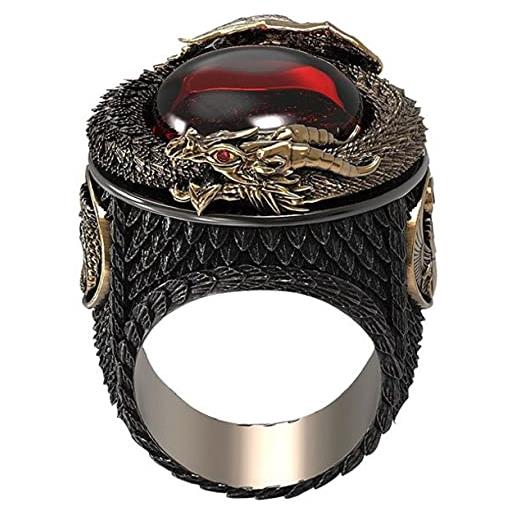 MayiaHey anello con drago in oro di strass per uomini, anello di drago nordico vichingo, drago celtico, anello per ragazzi, 19.8, metallo non prezioso