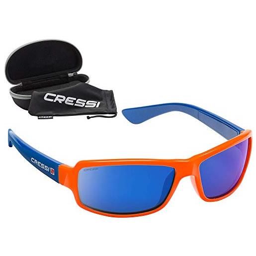 Cressi ninja sunglasses, occhiali ultra. Flex sportivi da sole polarizzati con protezione uv 100 unisex adulto, giallo/blu-lente specchiata, taglia unica