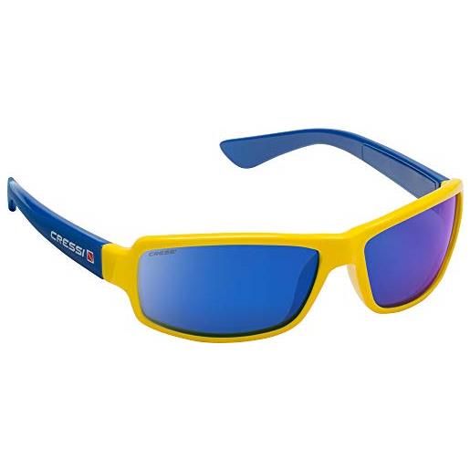 Cressi ninja sunglasses, occhiali ultra. Flex sportivi da sole polarizzati con protezione uv 100 unisex adulto, arancio-lente specchiata blu, taglia unica