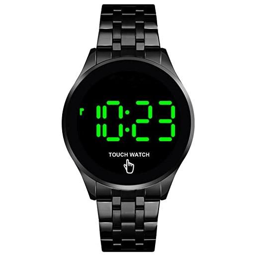 findtime orologio da polso con touchscreen a led, in acciaio inox, design minimalista e alla moda, impermeabile a 3, schwarz2, bracciale