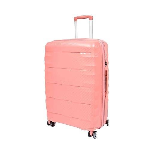 A1 FASHION GOODS arcturus - borse da viaggio espandibili con 8 ruote, con chiusura tsa, oro rosa, medium | 66x45x26/5cm/ 3.50kg, 67+13l, valigia