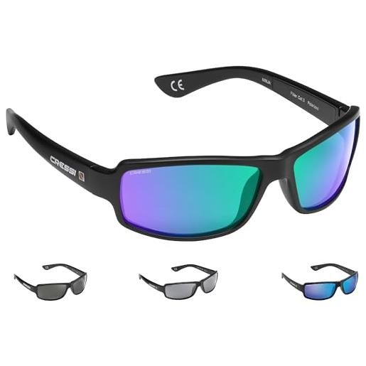 Cressi ninja sunglasses, occhiali ultra. Flex sportivi da sole polarizzati con protezione uv 100 unisex adulto, giallo/blu-lente specchiata, taglia unica