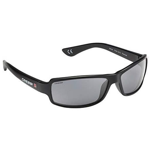 Cressi ninja floating sunglasses - occhiali sportivi da sole polarizzati galleggianti da uomo, nero-lente specchiata blu, taglia unica