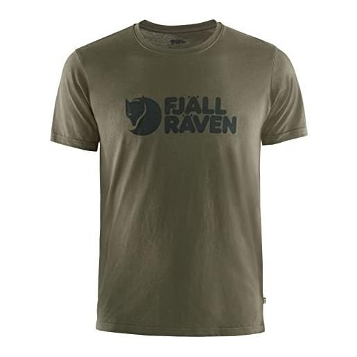Fjällräven logo t-shirt m, maglietta a manicha corta uomo, verde (oliva scuro), xs