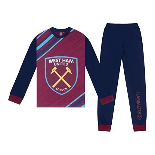 West Ham United F.C. west ham united fc - pigiama da ragazzo a sublimazione lunga, regalo ufficiale di calcio, navy blue, 7-8 anni