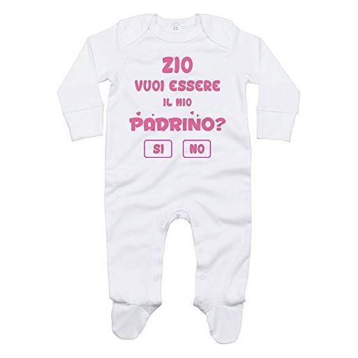 Fupies tutina neonata personalizzabile con nome zio vuoi essere il mio padrino?, 3-6 mesi 60-66 cm