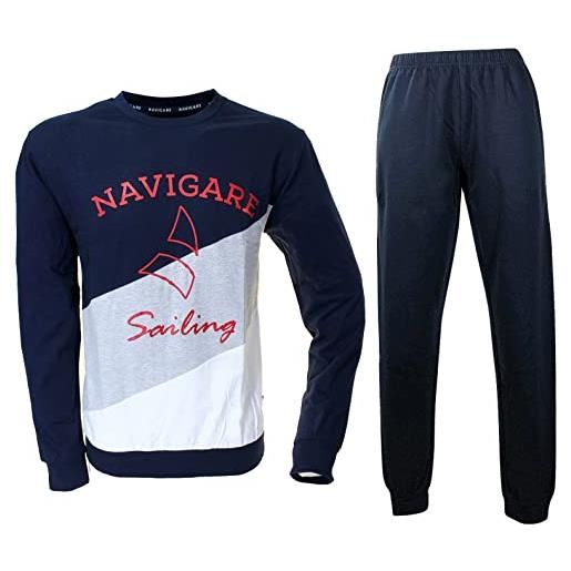 Navigare pigiama uomo girocollo cotone jersey manica lunga 2141276 (xxl)