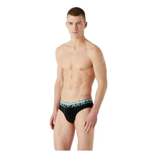 Emporio Armani men's brief megalogo slip boxer, black, m uomini