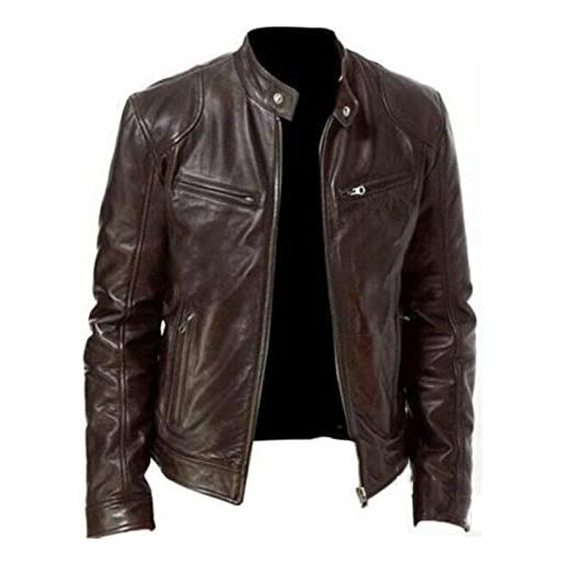 FFFF & OLFEH giacca ecopelle uomo, jacket giacca uomo giubbino casual autunnale bomber giubbotto vintage (ap8, xxl)