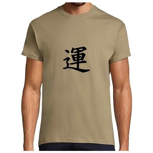 latostadora tostadora t-shirt a manica corta fortuna in kanji giapponese da uomo - cachi l - rif. 2948115-p