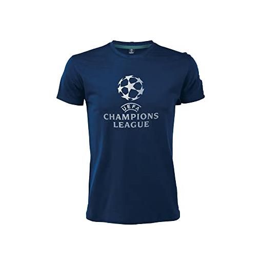 Roger's t-shirt champions coppa campioni ufficiale maglietta modello logo trofeo competizione cotone unisex blu adulto ragazzo (xl)