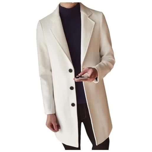 Generic giacca primaverile da uomo business casual nero giacca lunga monopetto solido trench coat, beige, large