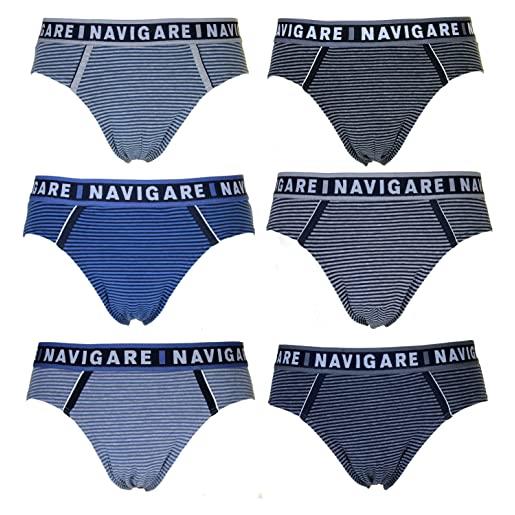 Navigare 6 slip uomo underwear mutanda intimo elasticizzato elastico esterno varie fantasie (xxl, 21048z)