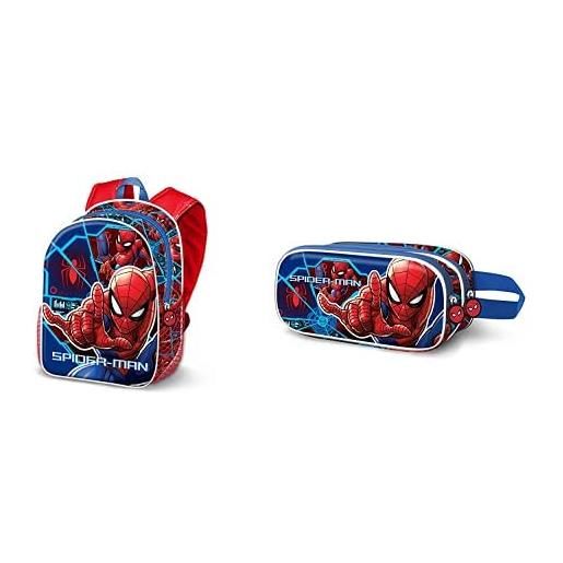 Marvel spiderman brave zaino piccolo + astuccio duplo 3d