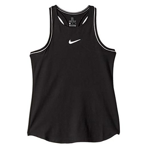 Nike g nkct dry tank canottiera sportiva, bambina, black/white/white/white, l