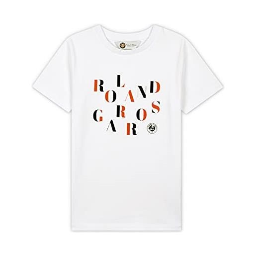 RG ROLAND GARROS roland garros - maglietta a collo rotondo, modello nino-bianco-in cotone, per ragazzo, taglia 6 anni, 6a