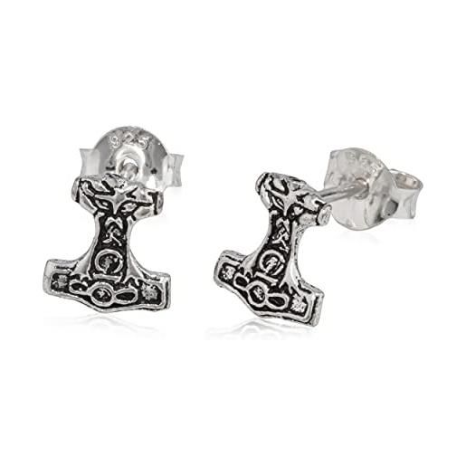 NKlaus coppia di orecchini a perno celtico-gotici da 8 mm in argento 925 orecchini amuleto thorshammer 12912
