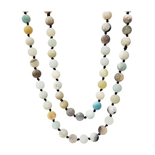 TreasureBay freestyle - collana con perline in amazzonite naturale da 8 mm, 120 cm, collana da donna, gemma, agata