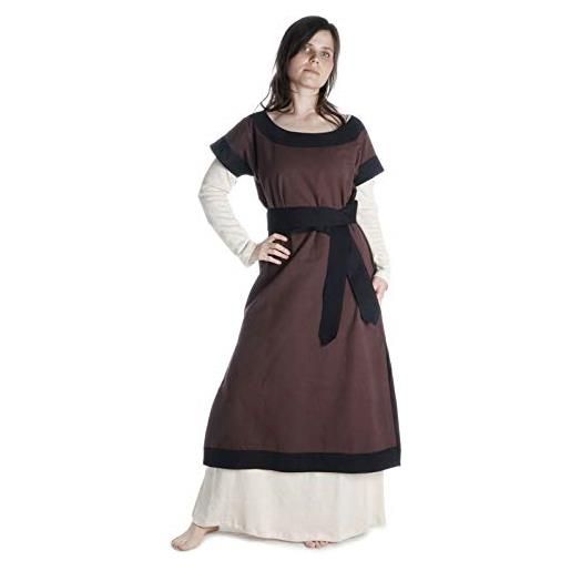 HEMAD linde abito medievale, vestito, bicolori, 100% cotone - marrone-nero s/m