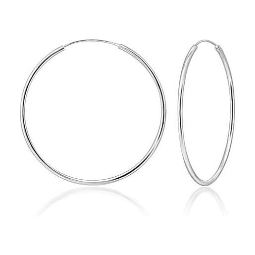 DTPsilver® orecchini cerchio argento 925 - orecchini cerchio donna argento 925 - orecchini creoli - orecchini cerchio grandi - spessore 2 mm - diametro 50 mm