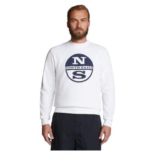 North sails crewneck sweatshirt w/graphic maglia di tuta, white, x-large uomo