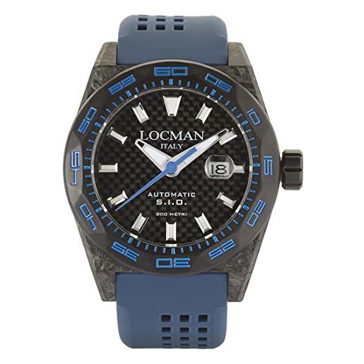 Locman italy stealth carbon orologio da uomo automatico nero e blu rif. 0216
