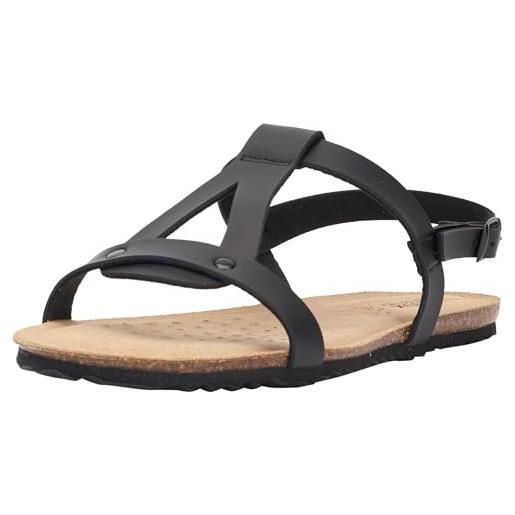 Geox d brionia low a, sandali piatti donna, nero, 39 eu