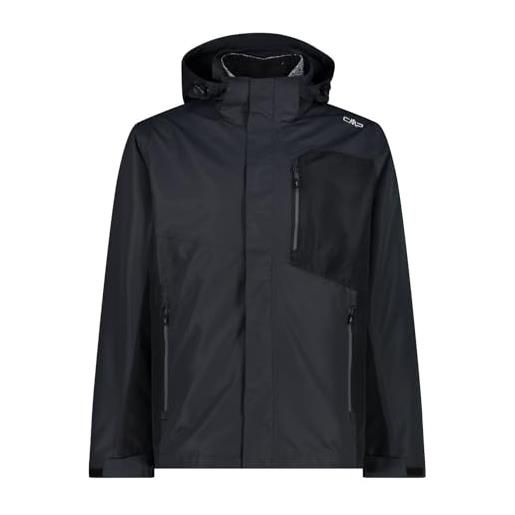 CMP, giacca uomo zip hood staccabile inn. Jacket, antracite-nero, 58