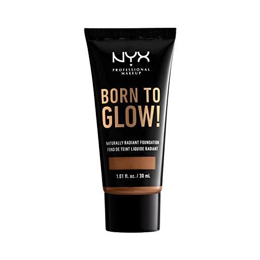 Nyx professional makeup fondotinta illuminante effetto naturale born to glow, coprenza media modulabile, tonalità: cappuccino