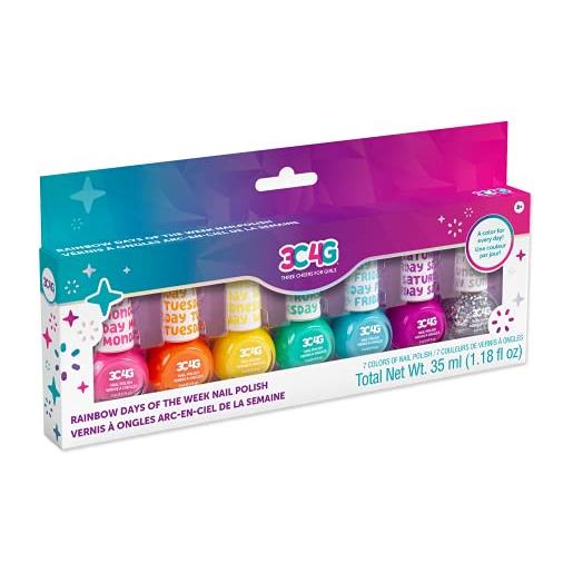 3C4G three cheers for girls by make it real set di smalti arcobaleno per bambini - include 7 colori per ogni giorno della settimana - regali per bambine da 8 a 12 anni