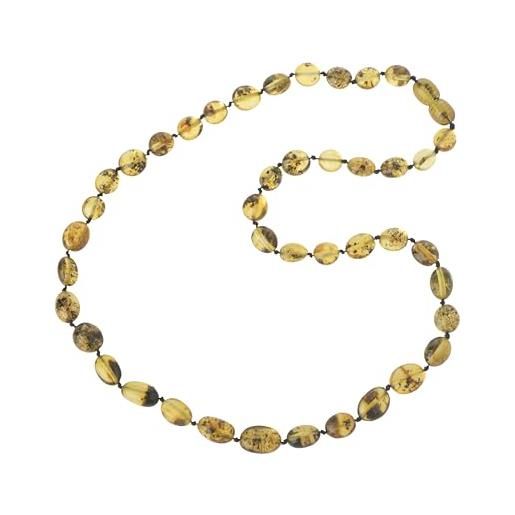 B-A-L collana in ambra baltica per adulti, 45 cm, fatta a mano con perline di ambra baltica certificata, 100% ambra naturale e ambra, colore: light green, cod. Abn3-1