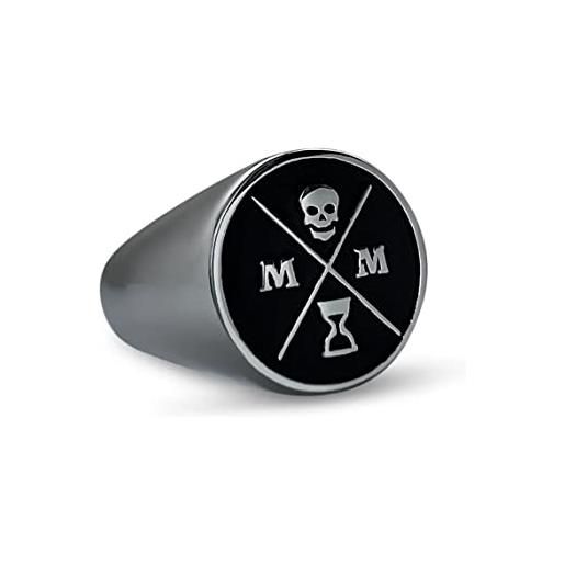 STOIC STORE UK memento mori - anello in acciaio inox 316l con sigillo stoico per lo stoico praticante - momento mori anello con teschio 3d (us 11)