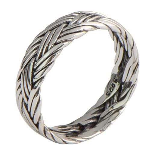 Epinki anello argento 925 per donna uomo tessuto vintage anello fidanzamento gioielli misura 23