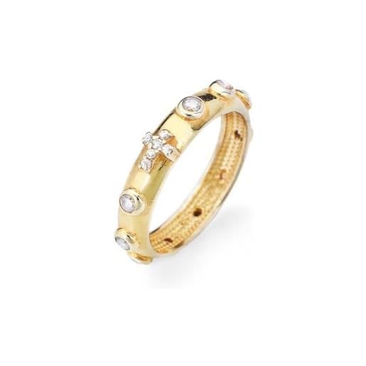 gioiellitaly anello rosario argento 925 dorato liscio grani e croce con pietre bianche anello preghiera unisex gioiello uomo donna