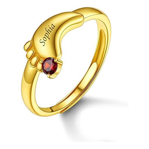 Custom4U anello personalizzato per i piedi del bambino per le ragazze della mamma cute birthstone incisione nome anello gioielli regali per il compleanno della festa della mamma