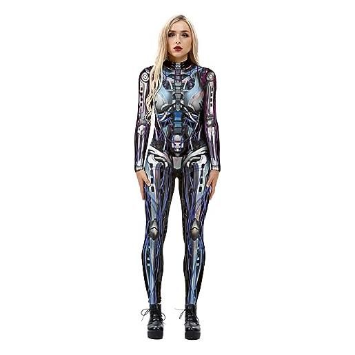 doyouwantmore 3d robot halloween costume adult jumpsuit long sleeve catsuit fancy bodysuit skinny playsuit rompers