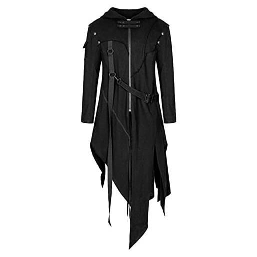 LUPE giacca cosplay cappotti zipper asimmetrico felpa giacca cappotto, nero, small