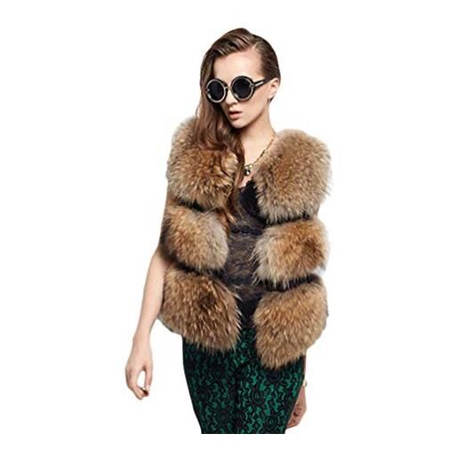 Runyue donna caldo gilet in pelliccia sintetica invernale cappotto senza maniche pelliccia artificiale giacca come immagine s