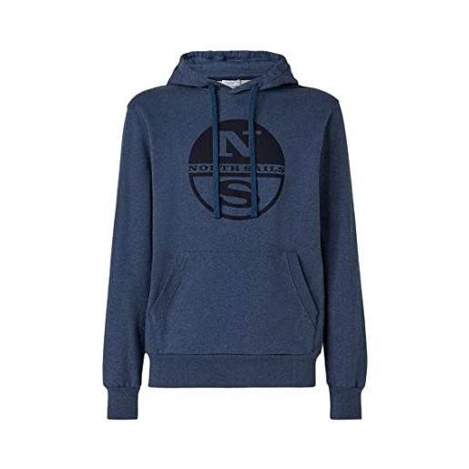 North sails hoodie sweatshirt w/graphic felpa con cappuccio, black, large uomo