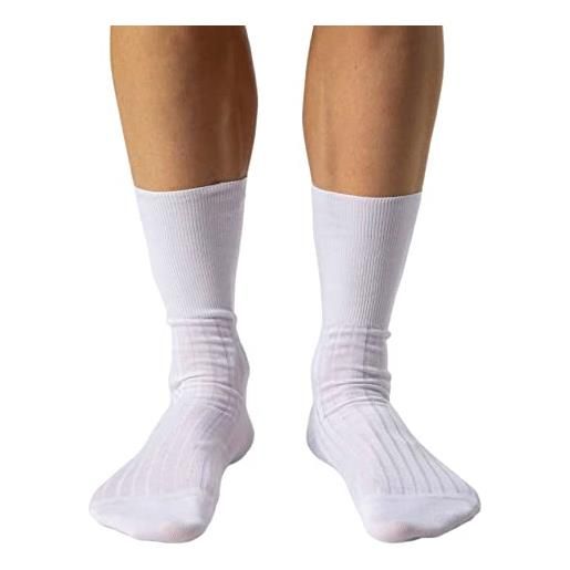 SalGiu calze sanitarie filo di scozia (6 paia) uomo corte senza elastico (42/44, 6 paia (ass nero, blu, grigio))