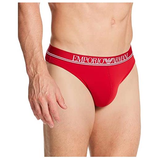Emporio Armani underwear thong mesh microfiber, perizoma uomo, rosso (cherry), s