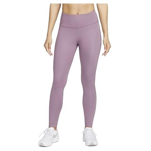 Nike w nk df fast tght leggings, violet dust/reflective silv, m donna