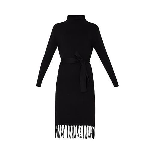 Liu Jo Jeans liu jo abito donna, modello in maglia con frange, dal fit regular, in misto viscosa, colore nero nero nero