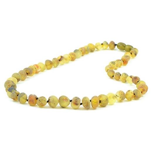 B-A-L collane di ambra grezza per adulti, 50 cm, da donna e da uomo, realizzate a mano da certified baltic amber beadsl, colore: light green, cod. Abn6-2u