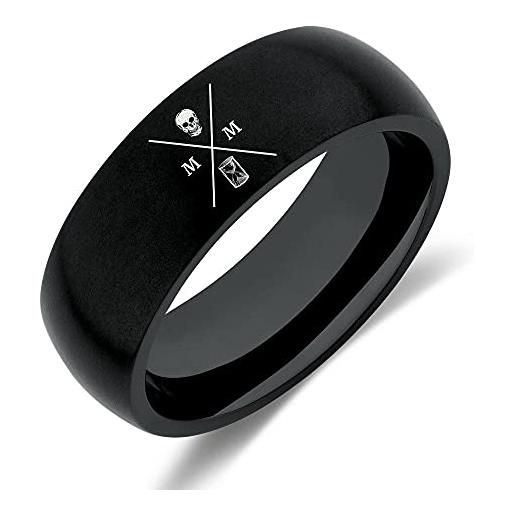 STOIC STORE UK memento mori - anello stoic in acciaio inox nero - memento mori/teschio/stoicismo (us 10)