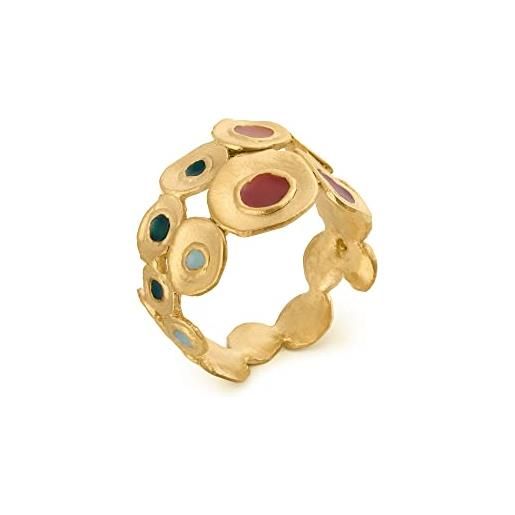 JOI D'ART anello dorato favorita colori | progettato da joidart | collezione preferita colors | anello semplice in metallo opaco con placcatura in oro 24k con smalto freddo multicolore