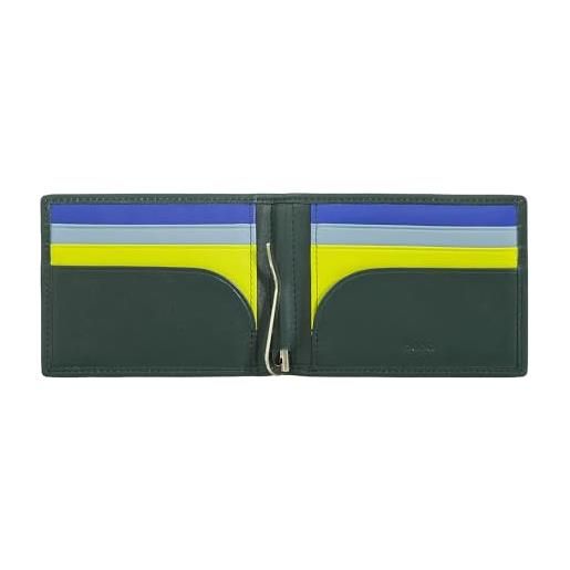 Dudu portafoglio da uomo con clip fermasoldi, piccolo portafoglio sottile compatto con protezione rfid, porta carte di credito e zip posteriore mangrove
